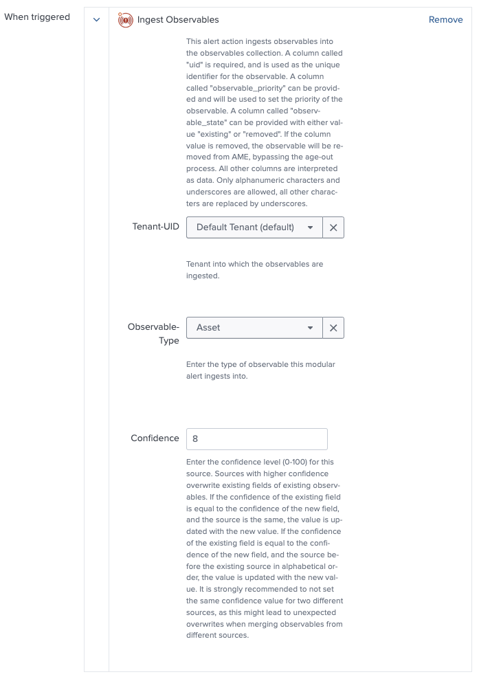 Observables Alert Action