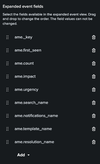 Event Fields Configuration
