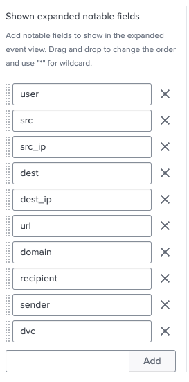 Notable Fields Configuration