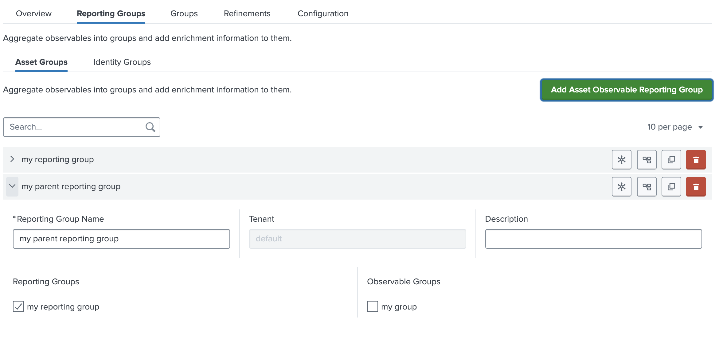Observable Reporting Groups