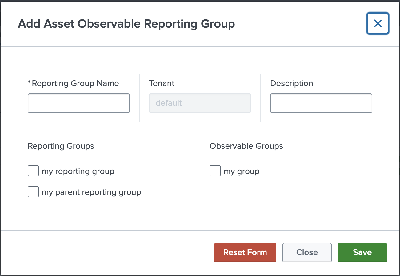 Observables Reporting Groups Creation