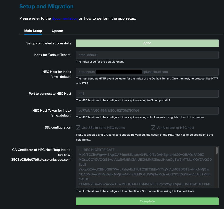 Main Setup Interface