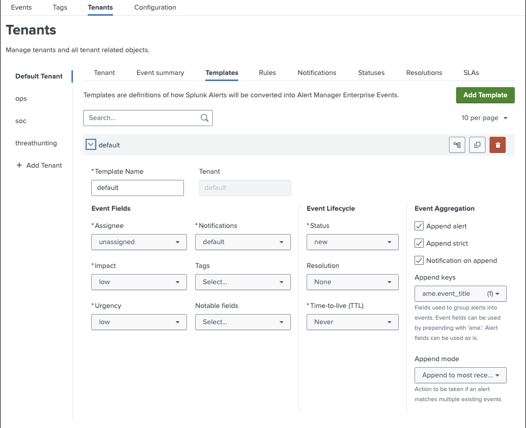 Template Manager Interface