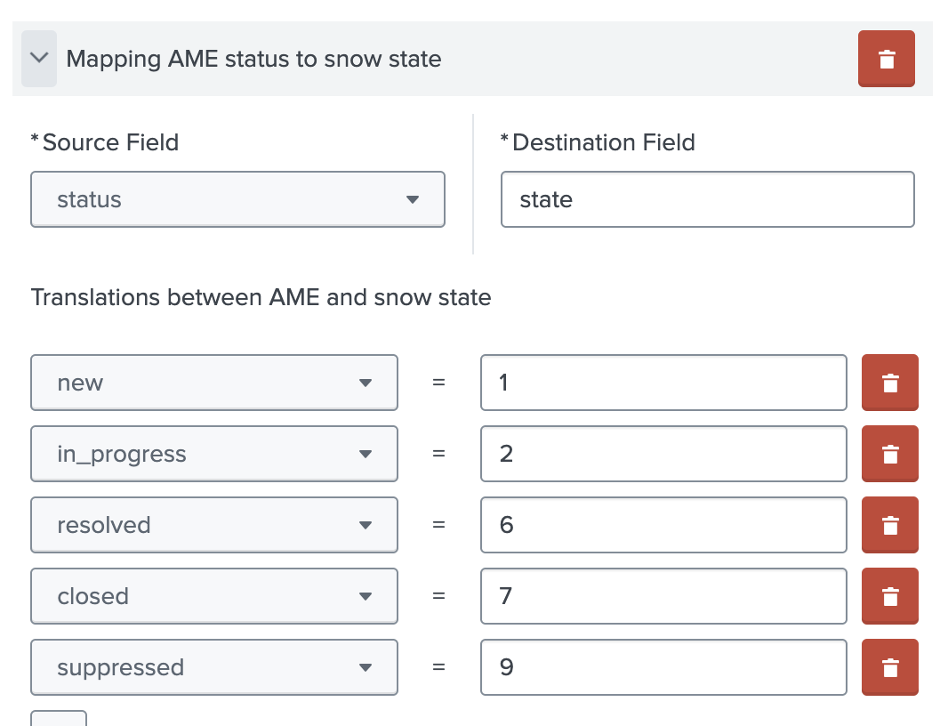 Configuring mapping AME Status to ServiceNow state