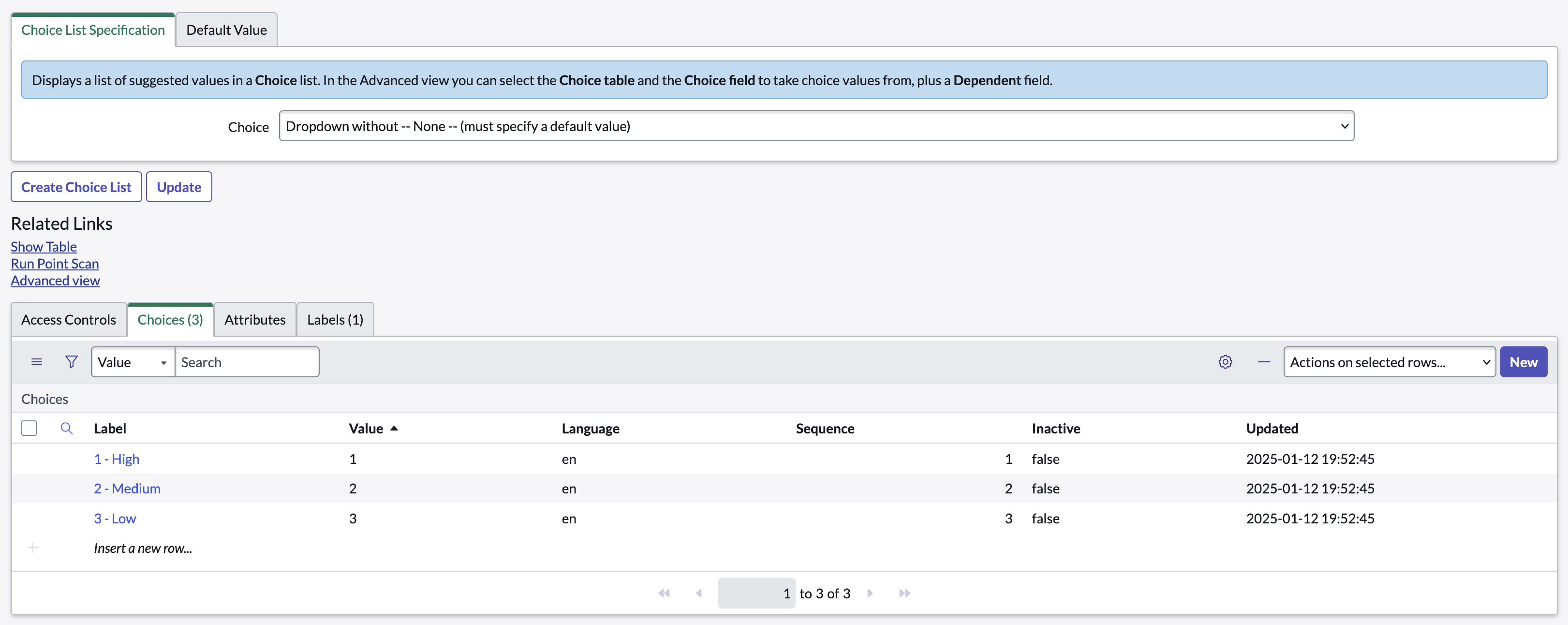 ServiceNow Enumerators for Urgency