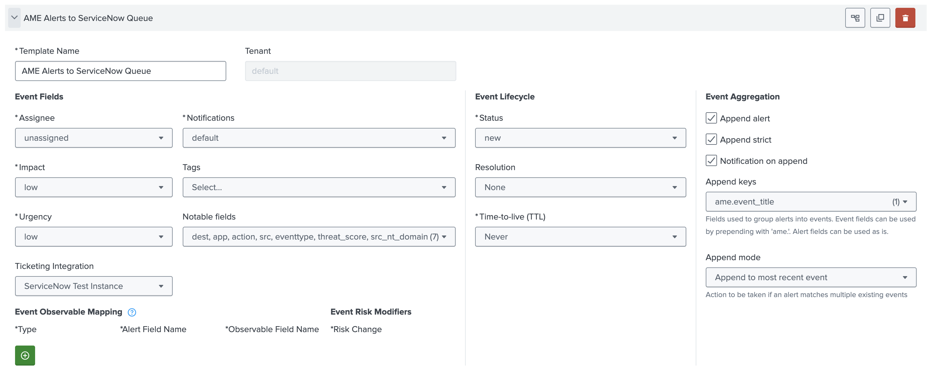 Configuring your Template to use Ticketing Integration
