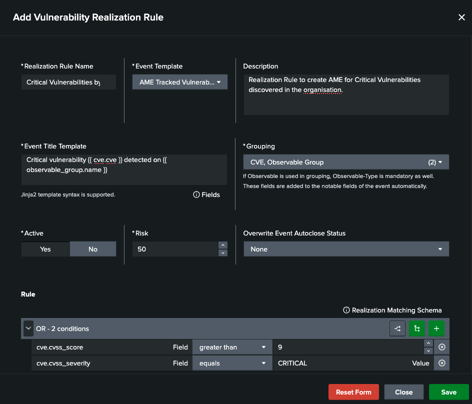 Add Realization rule to create AME Events from Realizations