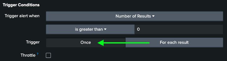 Vulnerability Intelligence Alert Action Configuration - set to trigger once
